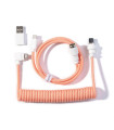 Keychron Custom Coiled Aviator Cable Pink Orange (Angled Connector)