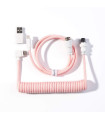 Keychron Custom Coiled Aviator Cable Light Pink (Angled Connector)